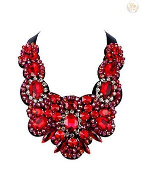 Chunky Rhinestone Crystal Bib Collar Necklace Pave Setting Holiday Party Jewelry